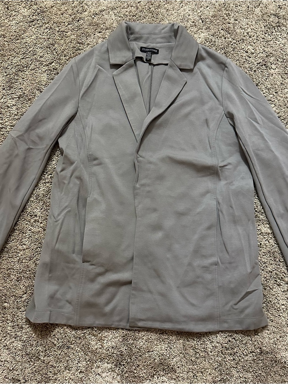 Eileen Fisher Light Gray Long Sleeve Open Front Jacket